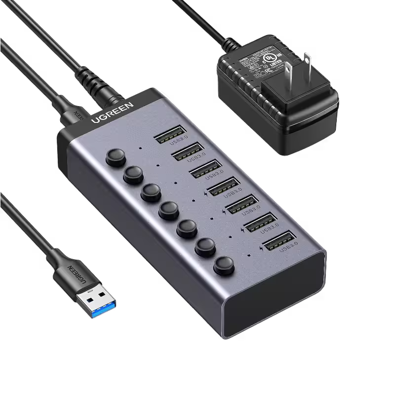 product-0-1073.png UGREEN CM481 – 7 Port USB 3.0 Hub with 4 Smart Charging Ports - Image 1