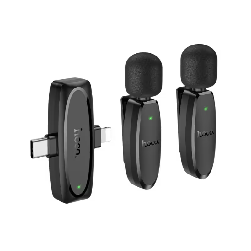 product-0-1648.png Hoco L15 Dual Mic Lavalier Wireless Microphone - Image 1