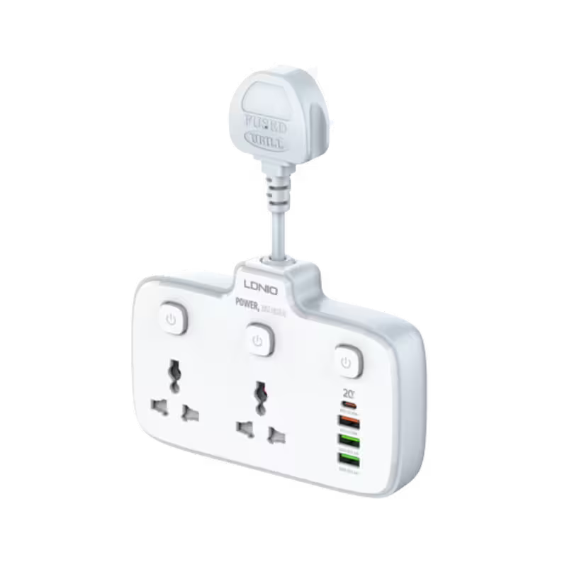 product-0-1773.png Ldnio SC2413 PD & QC3.0 2 Universal Outlets Power Socket - Image 1