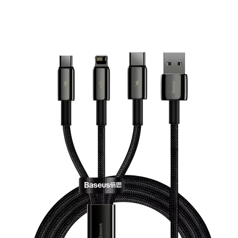 product-0-1943.png Baseus Tungsten Gold 3 In 1 USB Charging Data Cable - Image 1