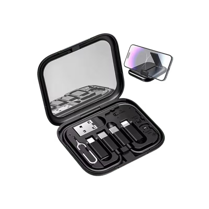 product-0-2201.png COTECi 87702-BK Travel Version 8-in-1 Data Cable Storage Box - Image 1