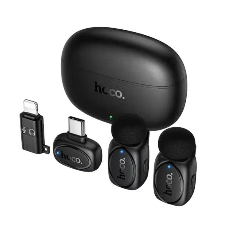 product-0-2276.png Hoco L19 Graceful Dual Mic Lavalier Wireless Microphone - Image 1