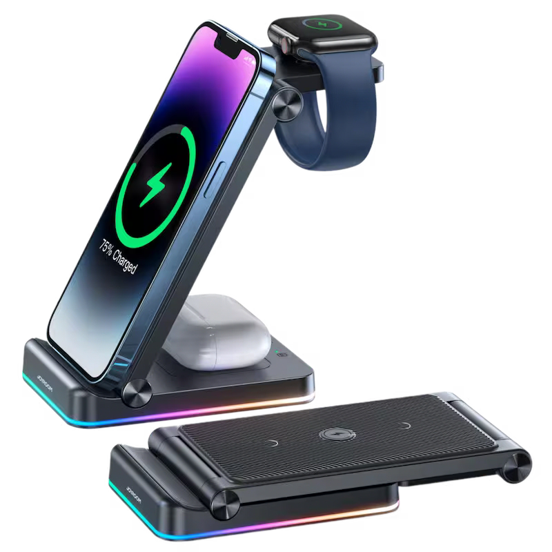 product-0-2371.png Joyroom JR-WQN01 15W 3 in 1 Foldable Wireless Charger - Image 1