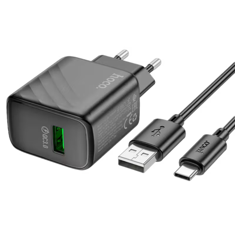 product-0-2388.png Hoco CS21A 18W EU Wall Charger With Cable - Image 1