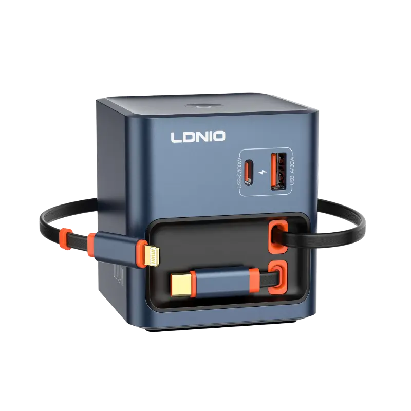 product-0-242.png LDNIO Q16 100W GaN Desktop Charger 4-Port with Retractable Cables - Image 1