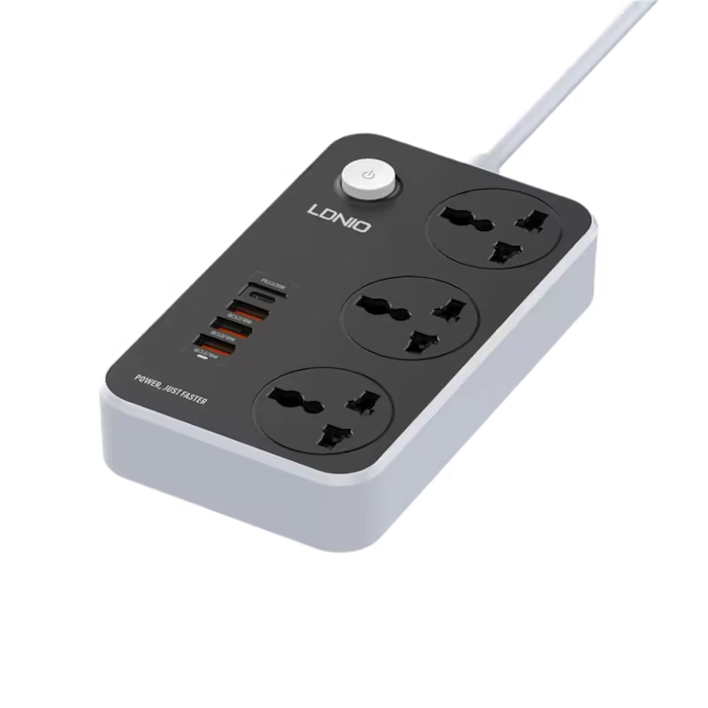 product-0-2469.png LDNIO SC3412 38W PD Power Strip with 3 Sockets & 3 USB - Image 1