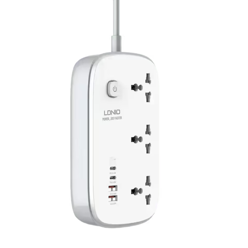 product-0-2472.png LDNIO SC3416 65W Power Strip with 3 Sockets & 4 USB Ports - Image 1