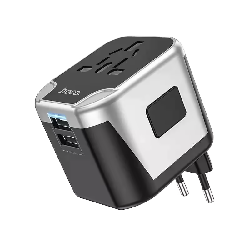 product-0-2478.png Hoco AC5 12w 2 USB+1 Socket Universal Conversion Charger - Image 1