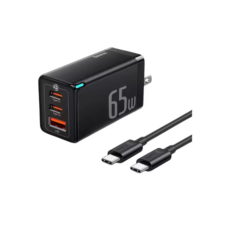 product-0-2690.png Baseus GaN5 Pro Fast Charger 2C+U 65W CN with Type C to C Cable - Image 1