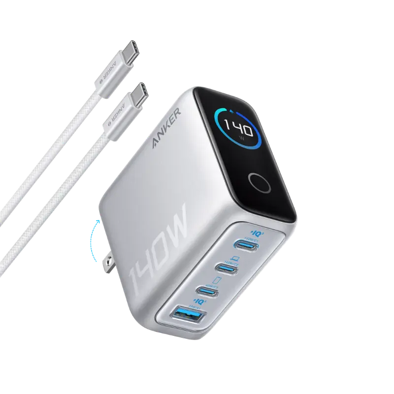 product-0-2710.png Anker Zolo 140W 4-Port Multi Device Charging GaN Power Adapter With Type-C Cable - Image 1