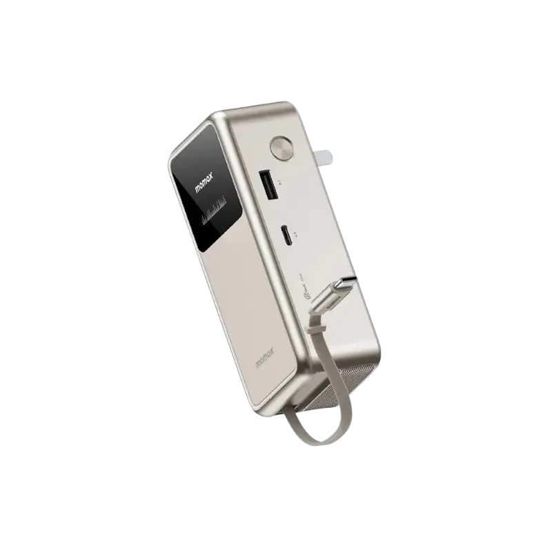 product-0-335.png Momax 1 Pac⁺ 10000mAh 3in1 Hybrid GaN Battery Pack with Built In Retractable Cable - Image 1