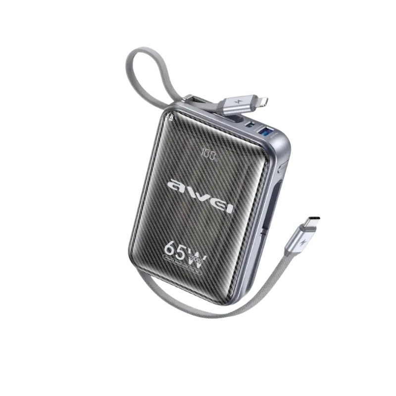 product-0-419.png AWEI MH818 65W 20000mAh Power Bank with Built in Cables - Image 1
