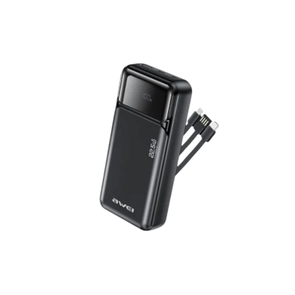 Awei PA‑93 20000mAh 22.5W Fast Charging Power Bank with Built‑in Dual Cables