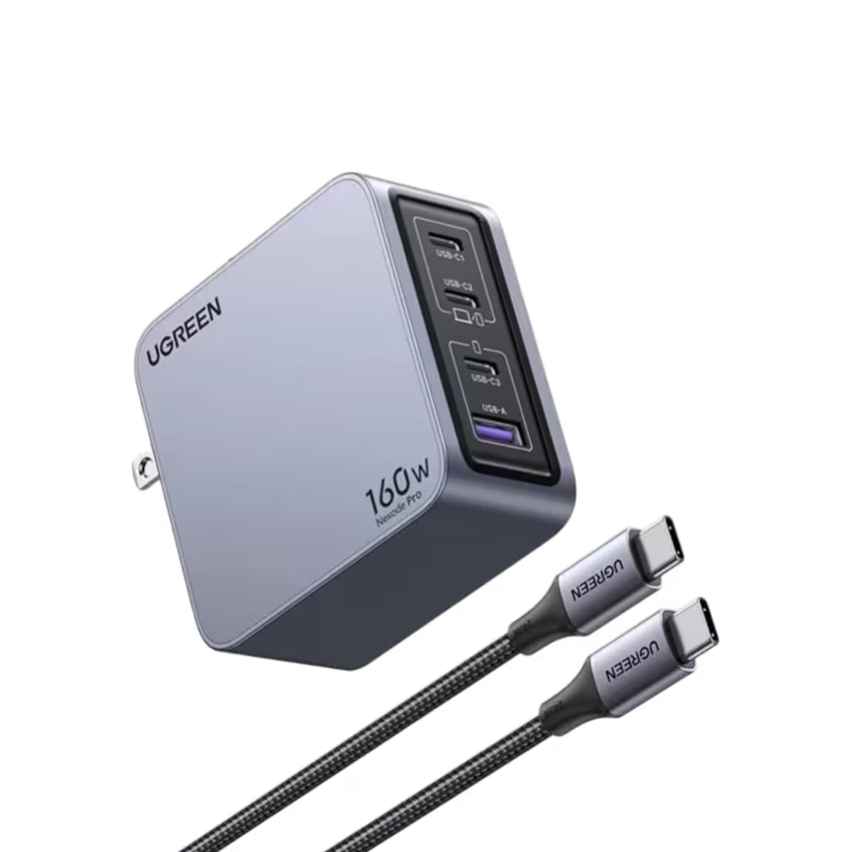 product-0-725.png UGREEN X763 Nexode Pro 160W 4-Port GaN Charger with C to C Cable (25097) - Image 1