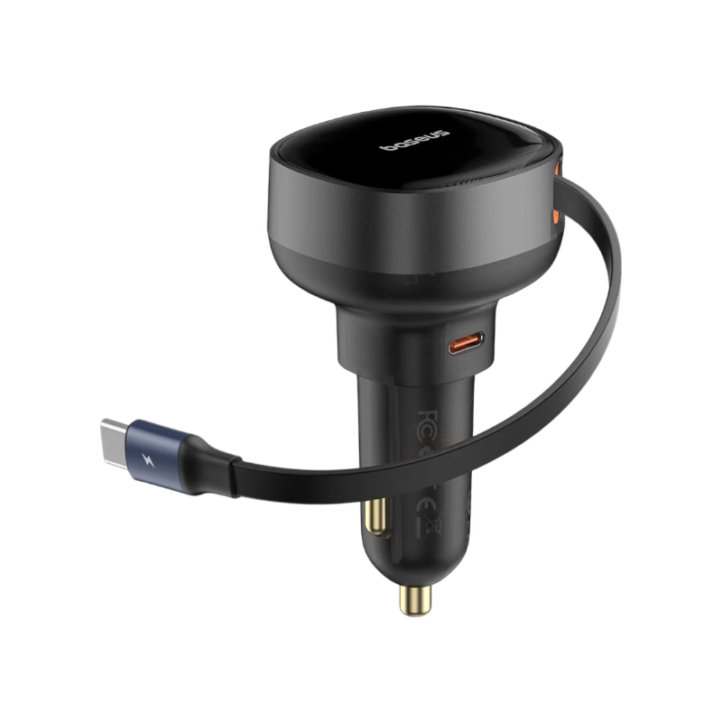 product-0-794.png Baseus Enjoyment Pro Retractable USB C 60W Car Charger - Image 1