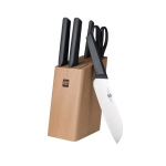 HUOHOU Youth 6-Piece Knife Set with Beechwood Block - Image 2
